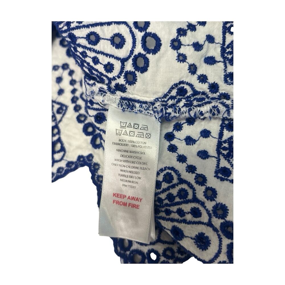 Calypso St Barth Pajama Set Womens Medium White Blue Embroidered Cotton Lounge - Picture 11 of 14